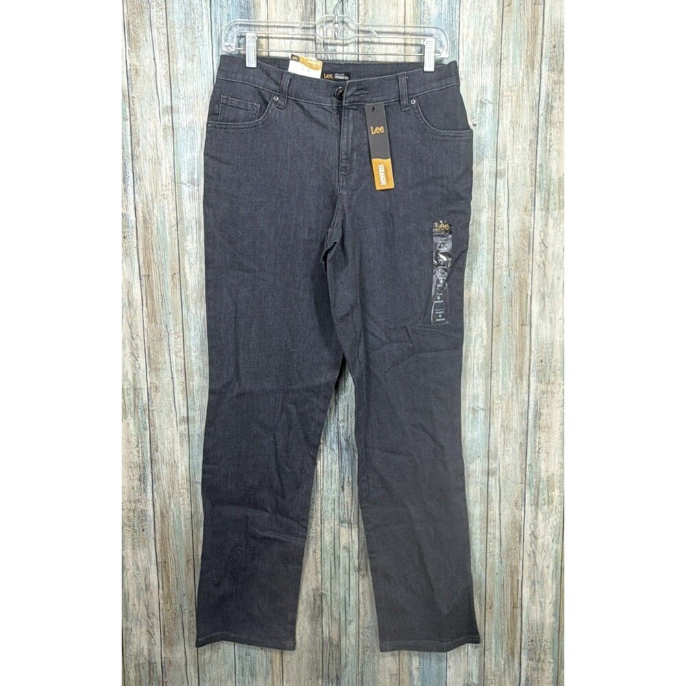 Lee Womens Jeans Size 4 Medium Relaxed Fit Straight Leg Dark Gray NWT
